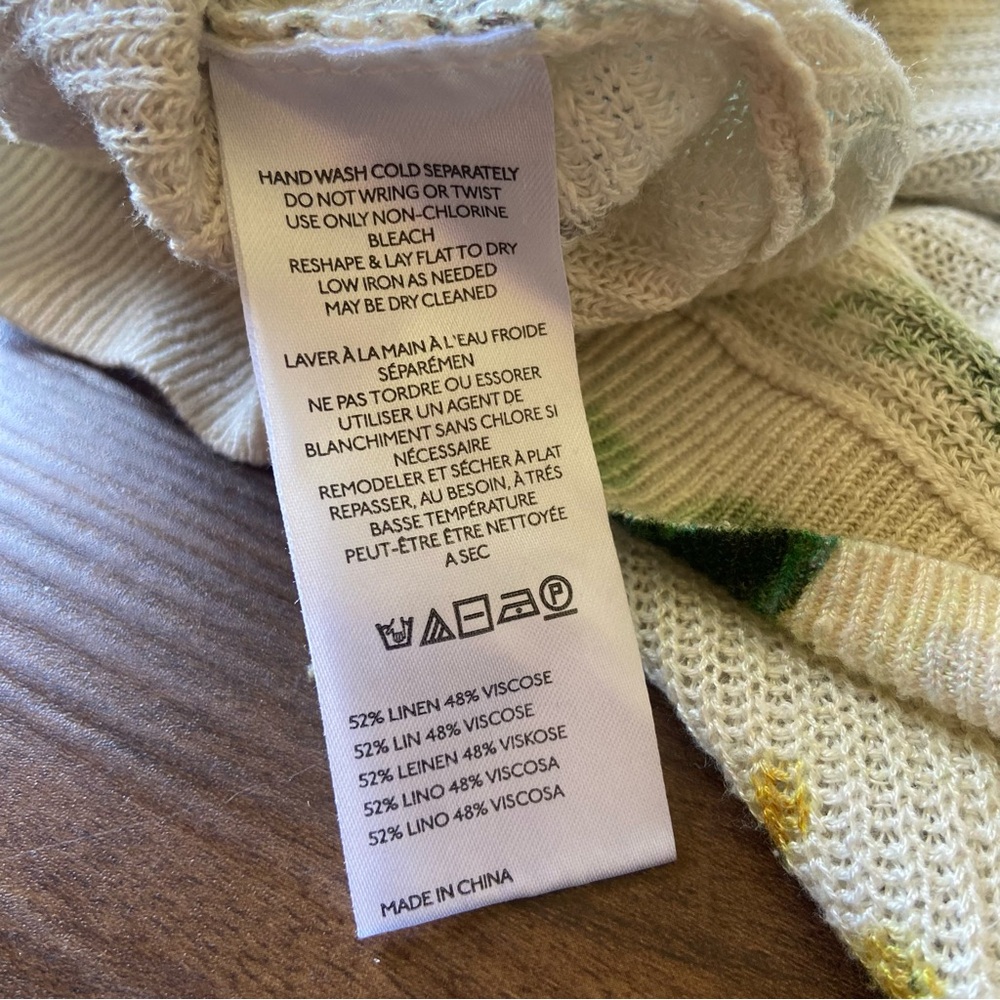 Anthropologie Printed-Linen Pullover Sweater - Picture 7 of 10